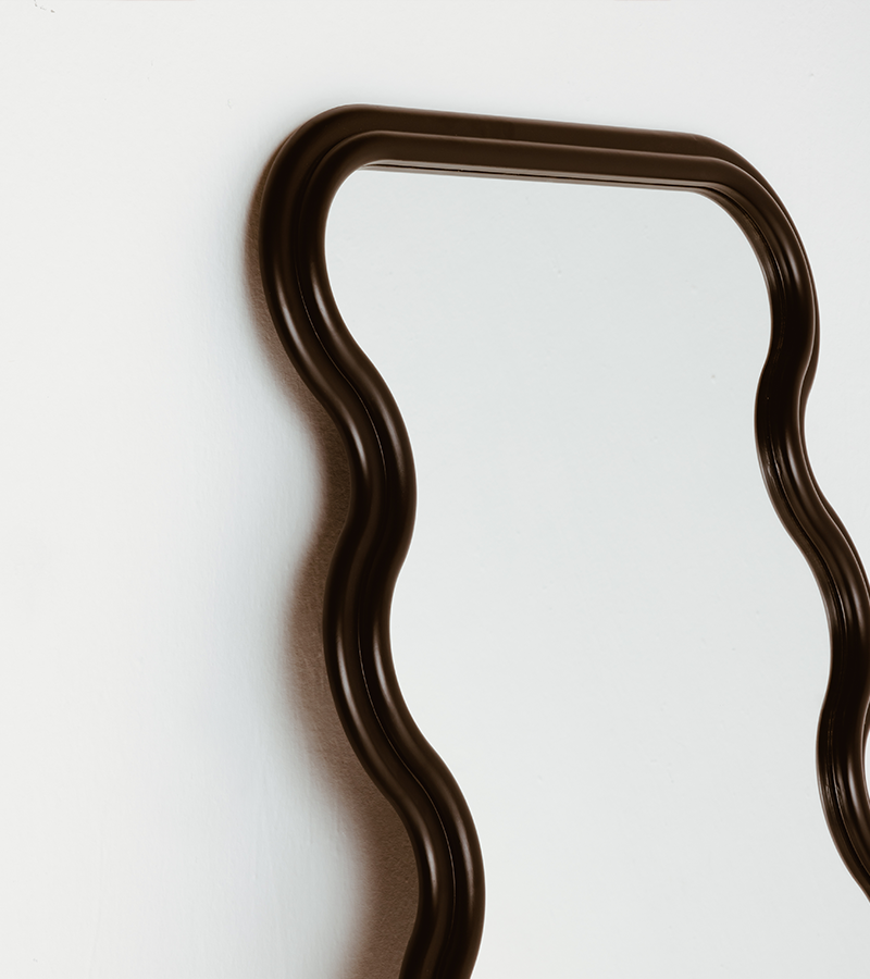 Bare Wave Mirror in Ink