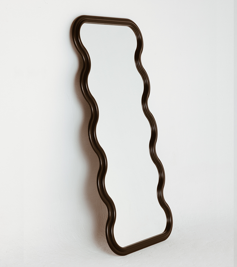Bare Wave Mirror in Ink